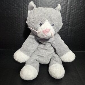 TY Pluffies PURSLEY Gray Cat Sewn Stitched Eyes Plush Stuffed Kitty 2008